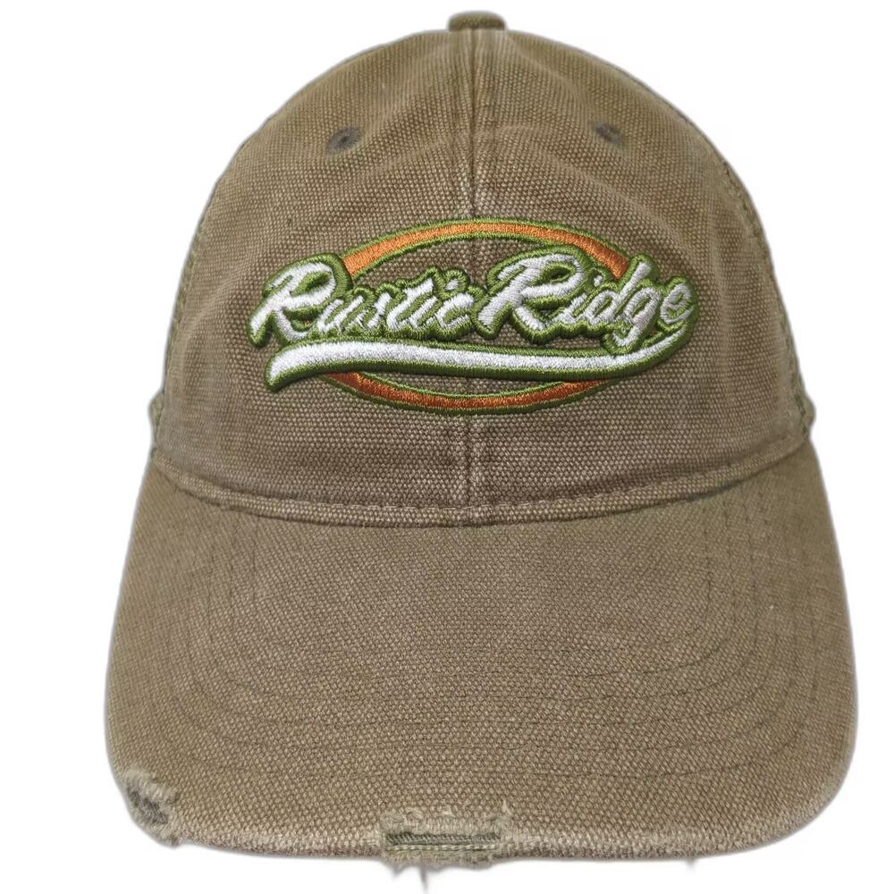 Rustic Ridge Trucker Hat Brown Green One Size Snapback Distressed Mesh Back